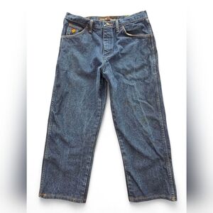Wrangler FR Flame Resistant Relaxed Fit Jeans Men 34x25 Workwear Utility Denim